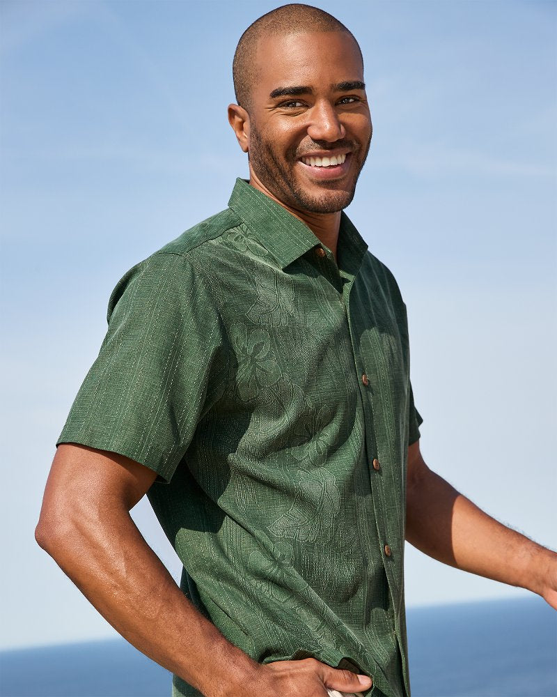 Big & Tall Bali Border Silk Camp Shirt