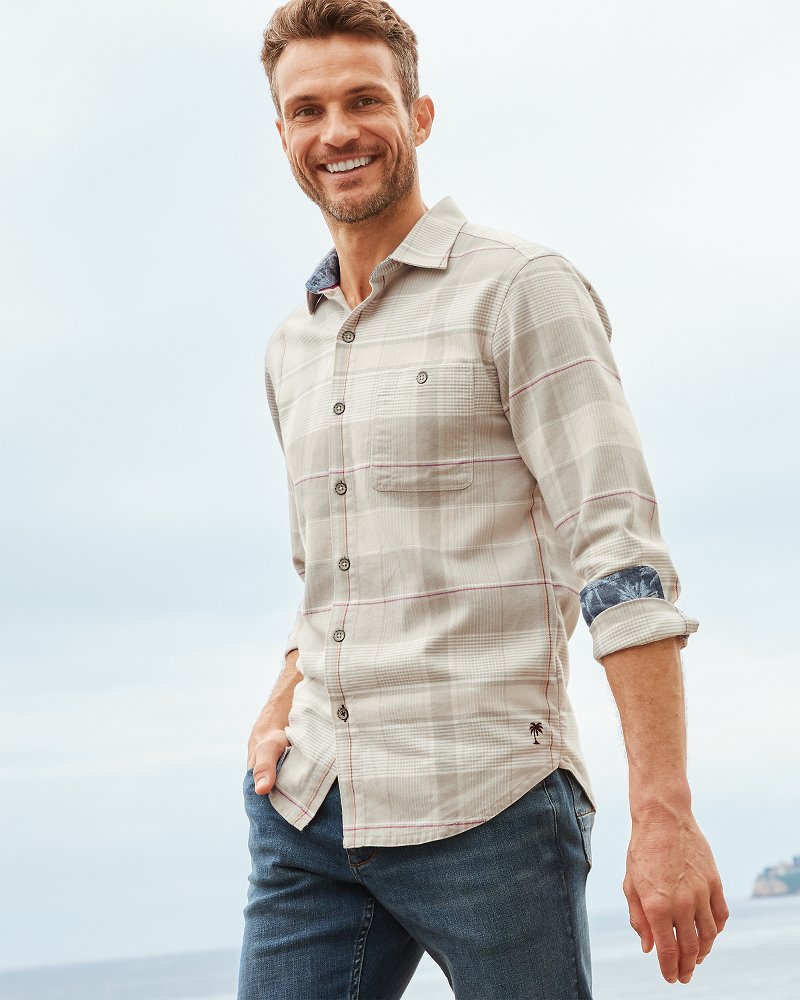 Big & Tall Canyon Beach Pebble Cay Plaid Stretch Flannel Shirt