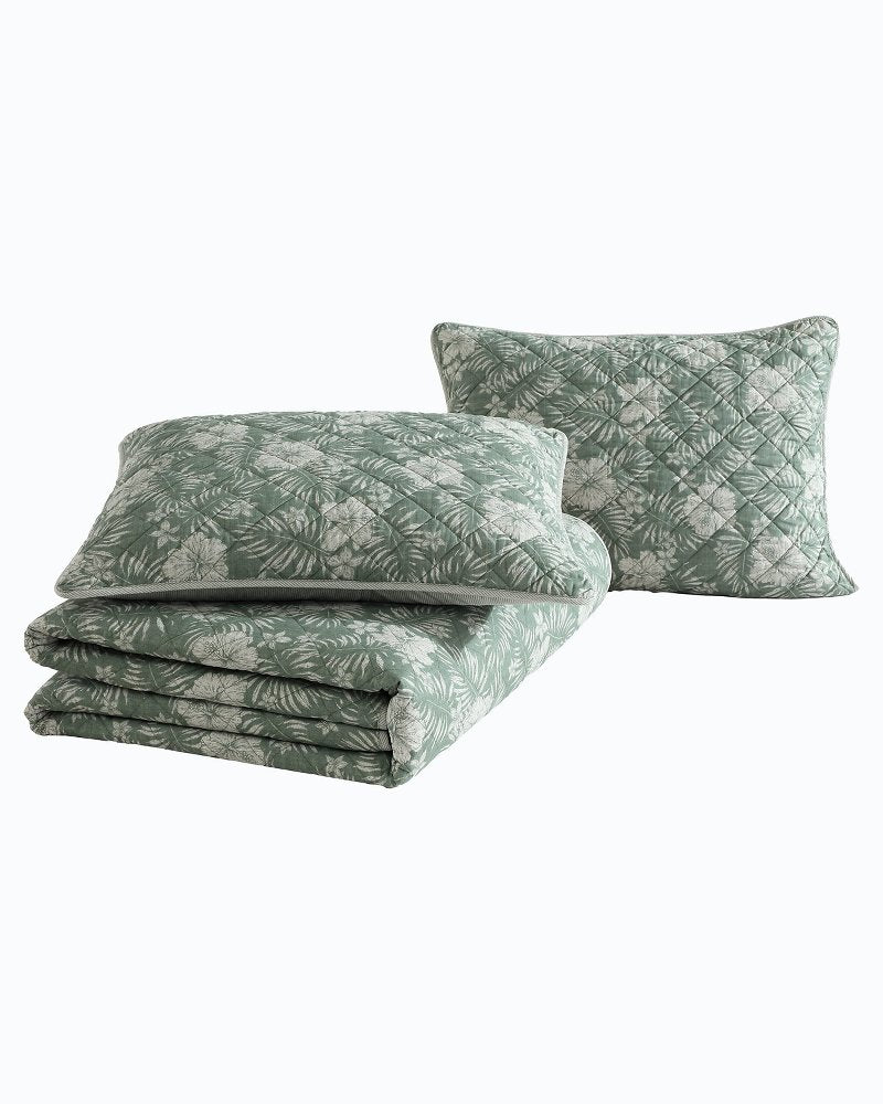 Hibiscus Jungle Reversible 3-Piece King Quilt Set