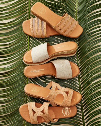 André Assous Kaila Cork & Mesh Sandals