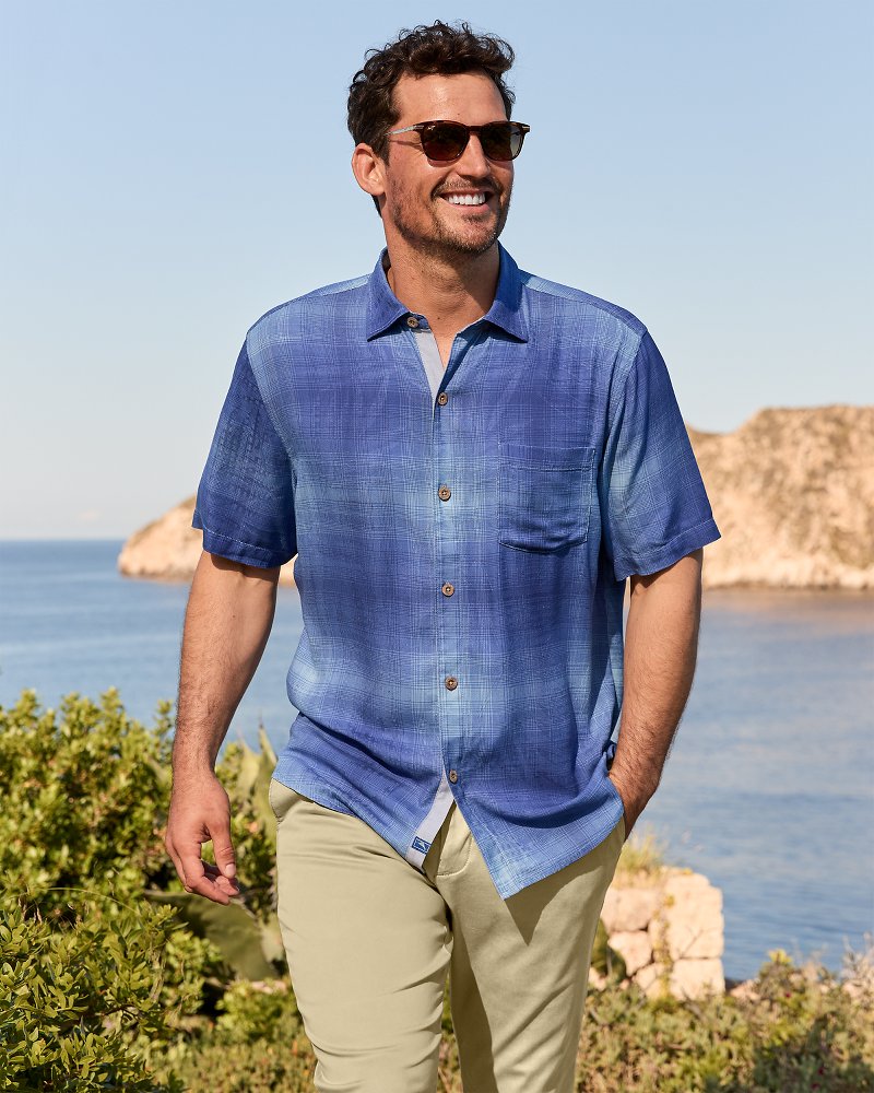 Big & Tall Madera Ombré Silk Camp Shirt