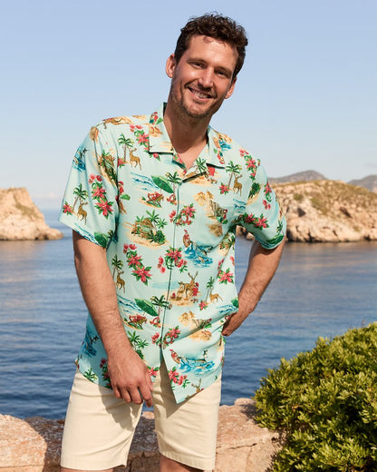 Big & Tall Santa Shores Silk Camp Shirt