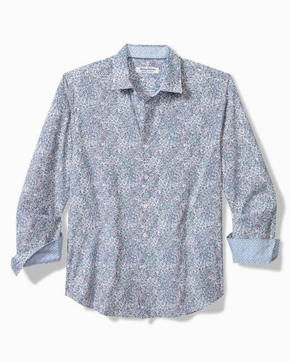 Big & Tall Sarasota Stretch Blue Flora IslandZone® Shirt