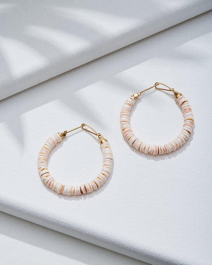 Sanibel Island Heishi Shell Hoop Earrings