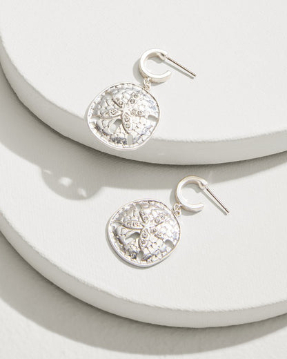 Marco Island Sand Dollar Drop Hoop Earrings