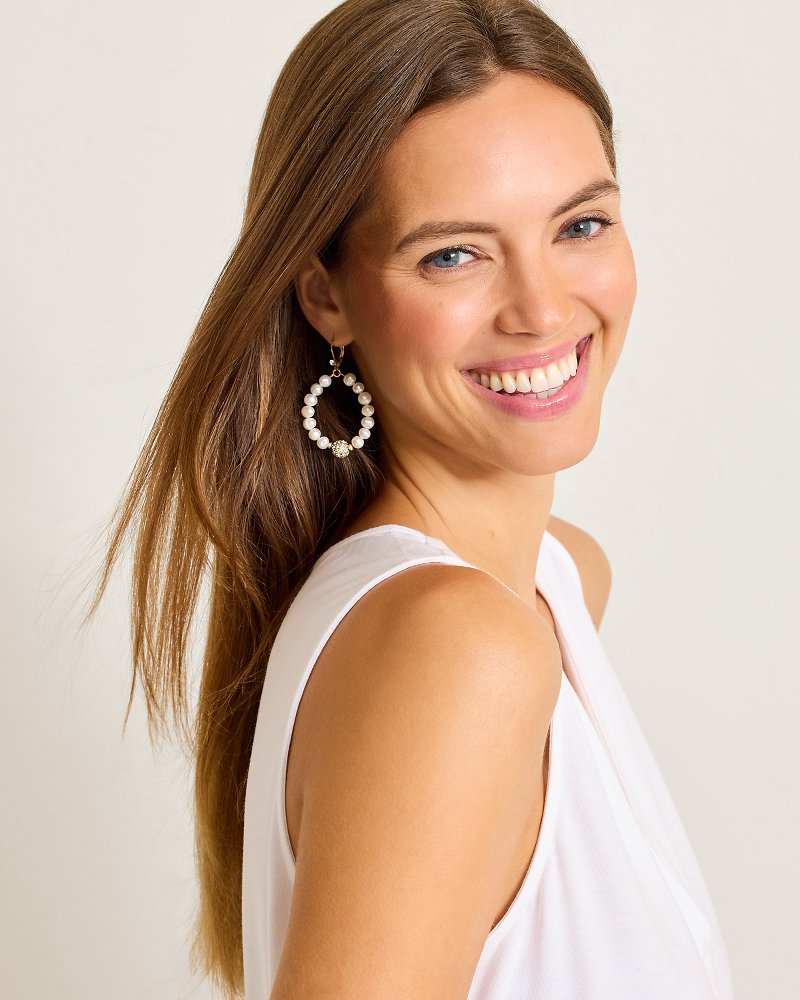 Madeira Pearl Statement Drop Hoop Earrings