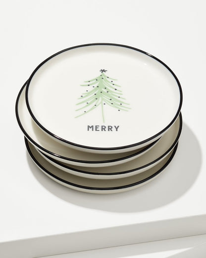 Holiday Tree Appetizer Plates—Set of 4