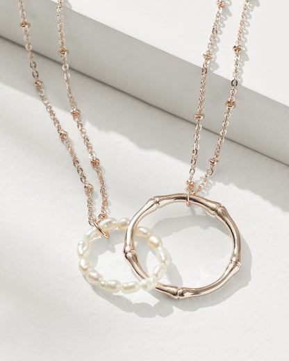 Island Essence Rose Gold Double-Loop Necklace