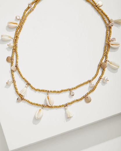 Seaside Cowrie Shell Station Necklace
