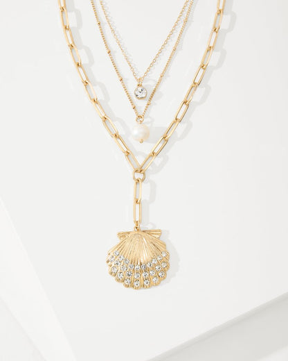 Sanibel Island Layered Shell Pendant Necklace