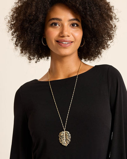 Tropical Blooms Monstera Pendant Necklace