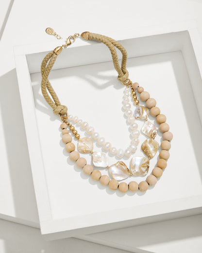 Indigo Shore Mother of Pearl Shell Statement Necklace