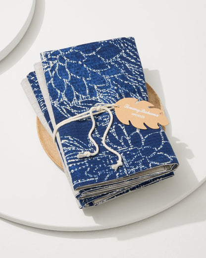 Island Navy Upcycled Reversible Dinner Napkins - Set of 4