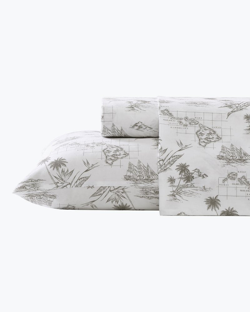 Vintage Map 4-Piece King Sheet Set
