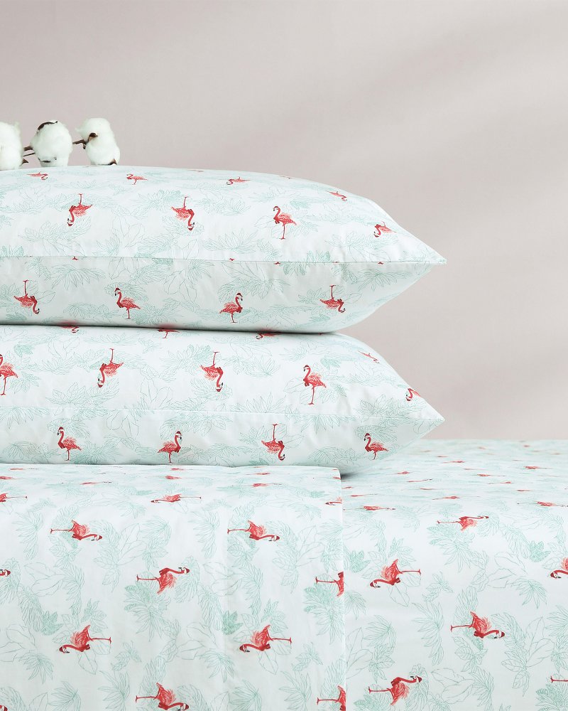 Flamingo Santa 4-Piece Queen Sheet Set