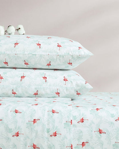 Flamingo Santa 4-Piece Queen Sheet Set