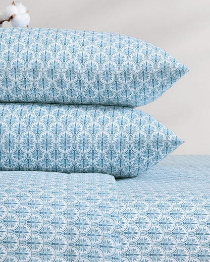 Coastal Batik Blue 4-Piece Queen Sheet Set