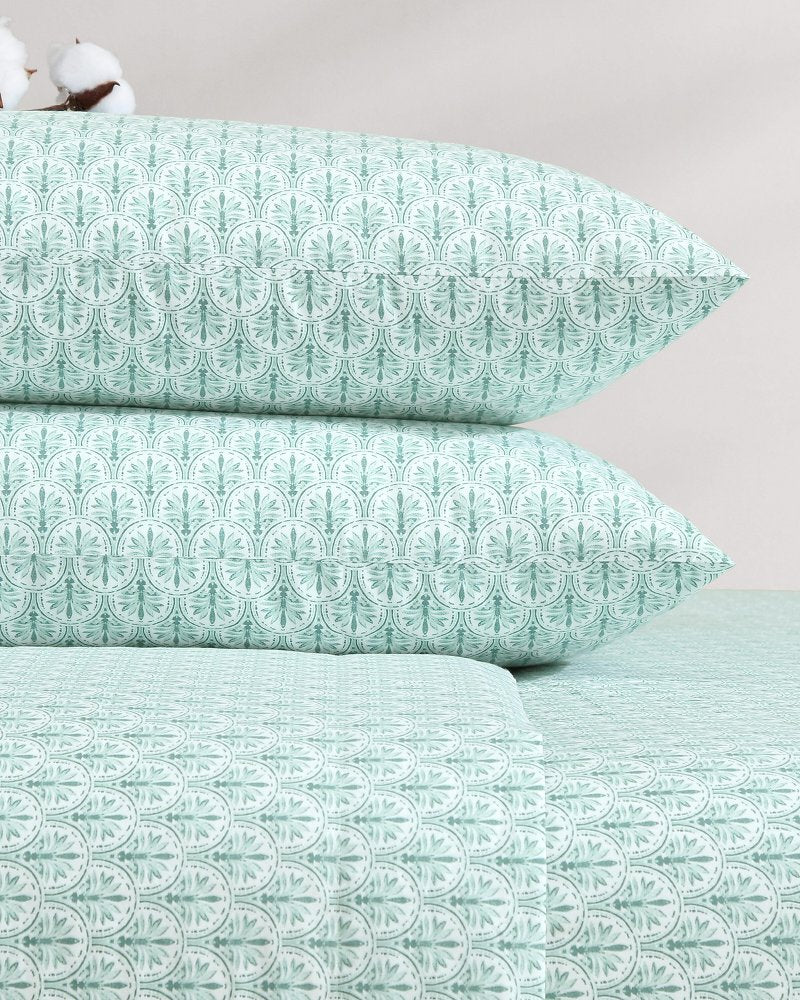Coastal Batik Green 4-Piece King Sheet Set