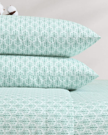 Coastal Batik Green 4-Piece King Sheet Set