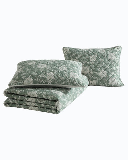 Hibiscus Jungle Reversible 3-Piece King Quilt Set