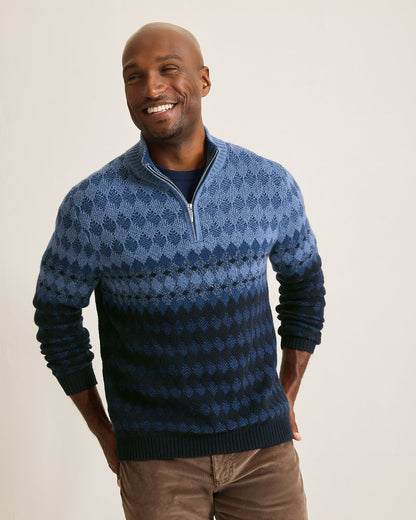 Ombré Argyle Half-Zip Sweater