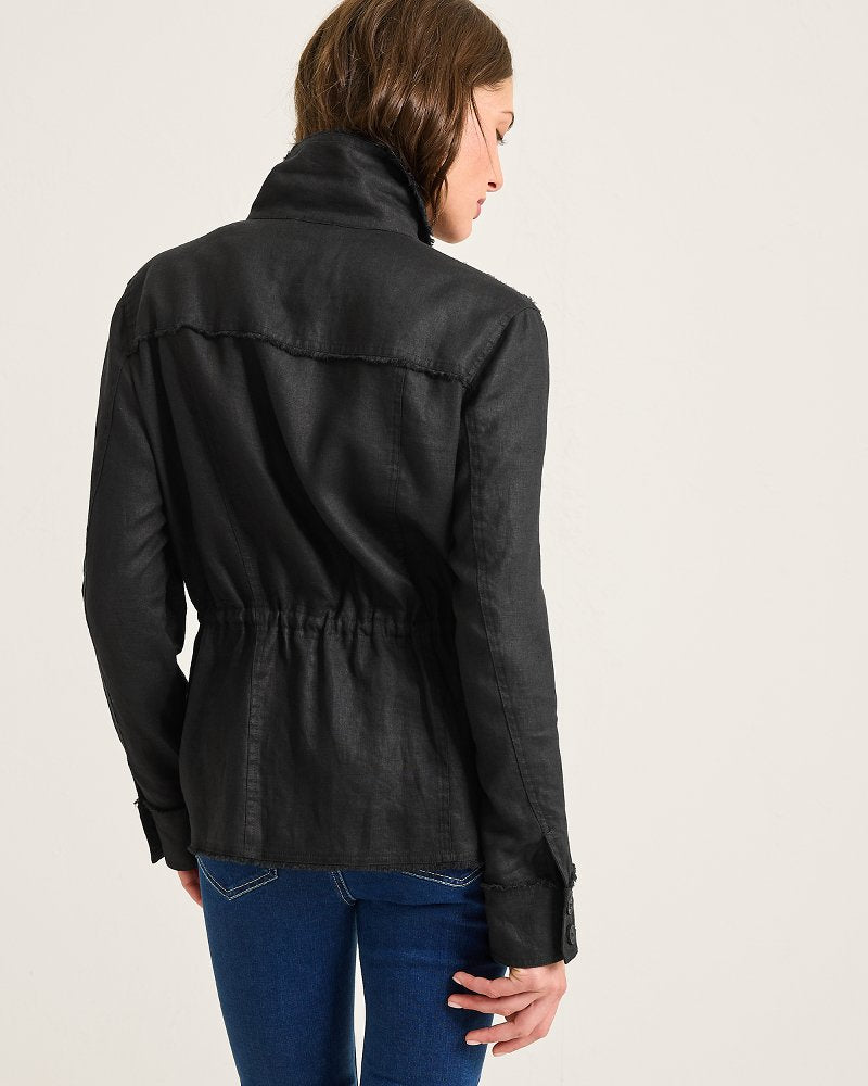 Two Palms Linen Raw-Edge Utility Jacket