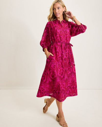 Seaside Ikat Midi Shirt Dress
