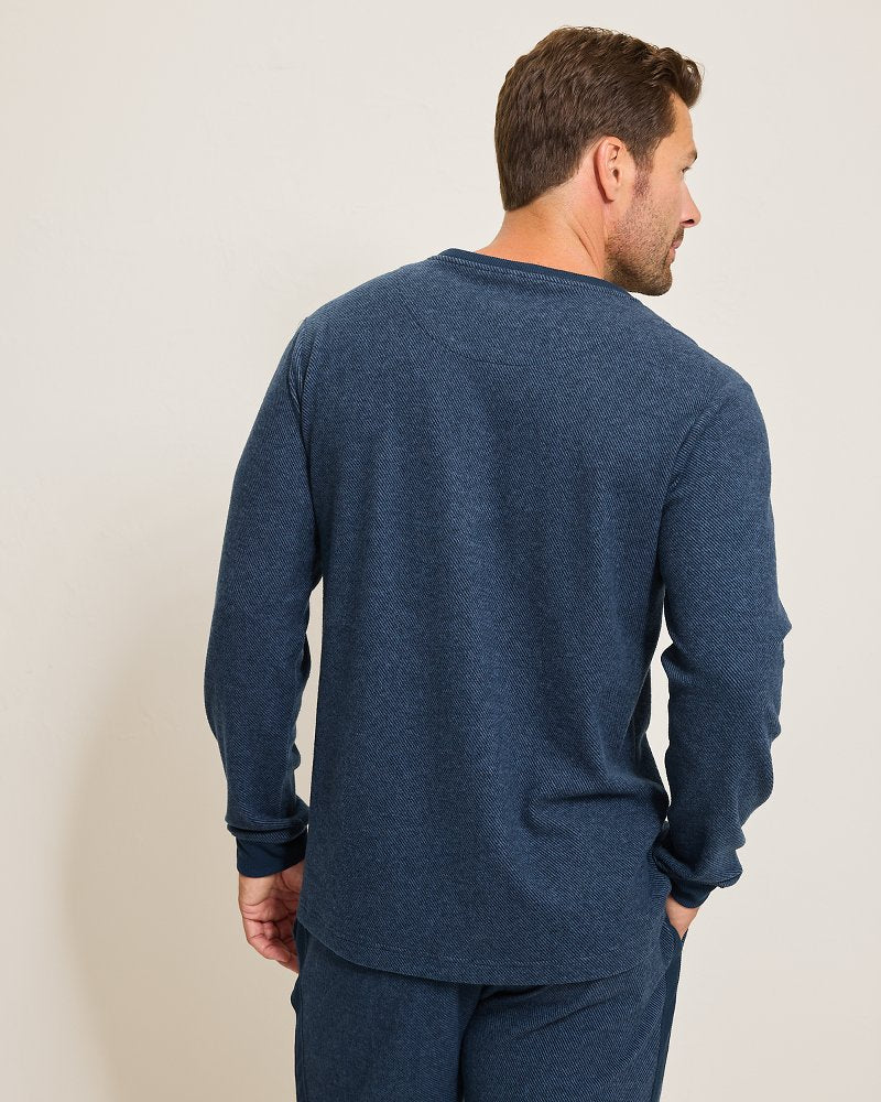 Big & Tall Textured Twill Stripe Crew Long-Sleeve Top