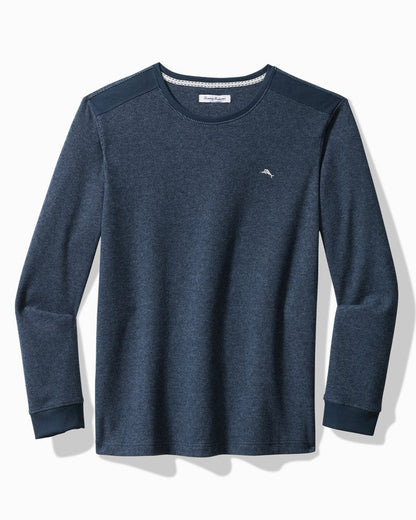 Big & Tall Textured Twill Stripe Crew Long-Sleeve Top