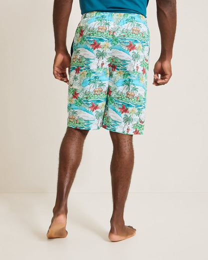 Woven Tropical Print Pajama Shorts