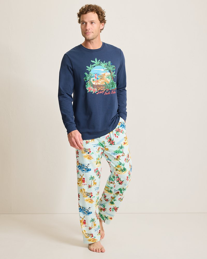 Big & Tall Holiday Santa Long Sleeve & Pants Pajama Set