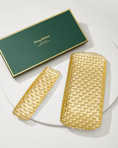 Braided Glass Serving Trays — Set of 2